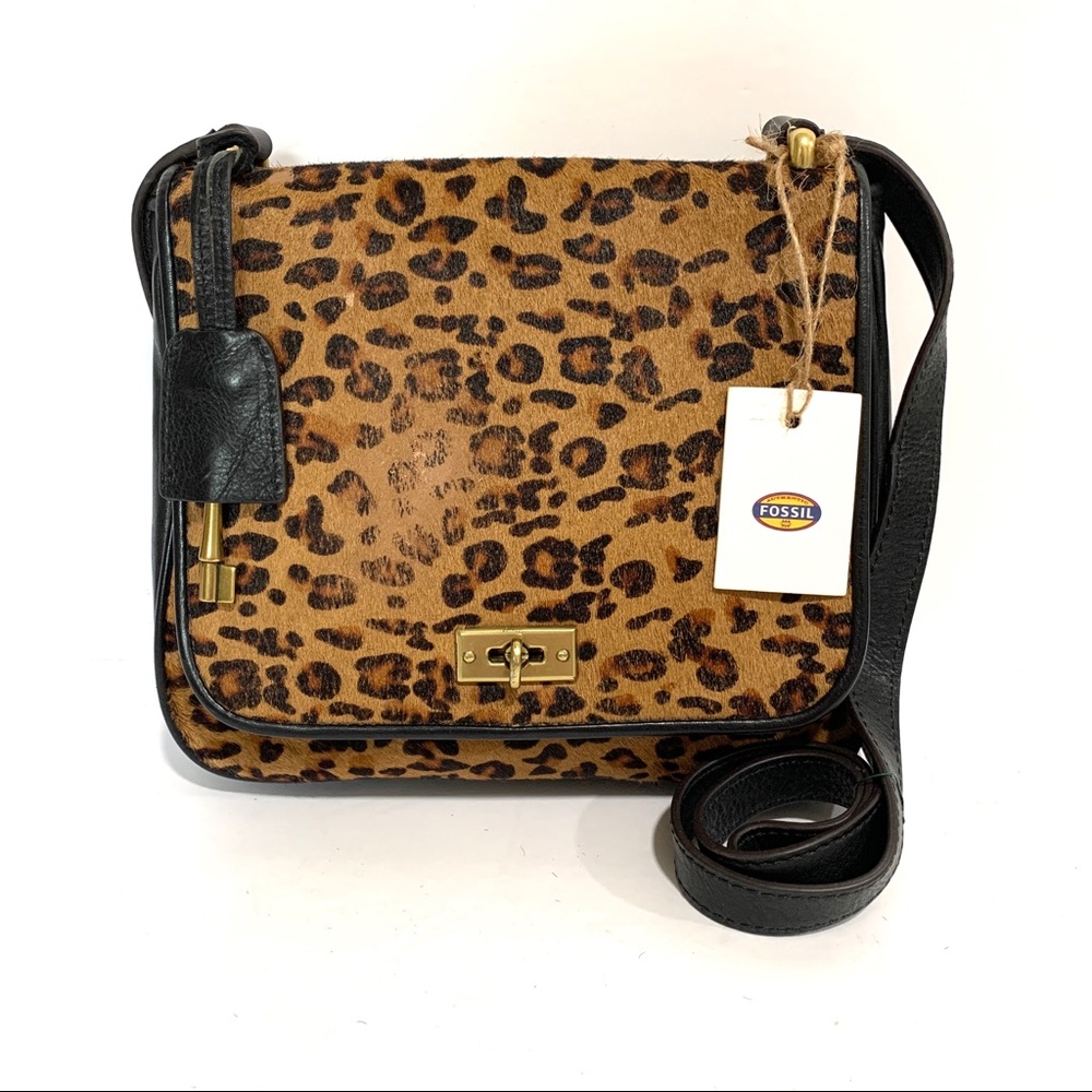NWD Fossil Memoir Calf Hair Small Cheetah Flap Bag